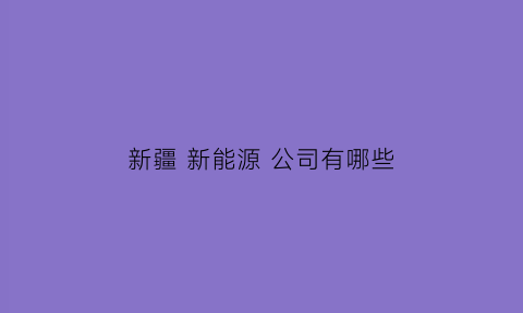 新疆 新能源 公司有哪些